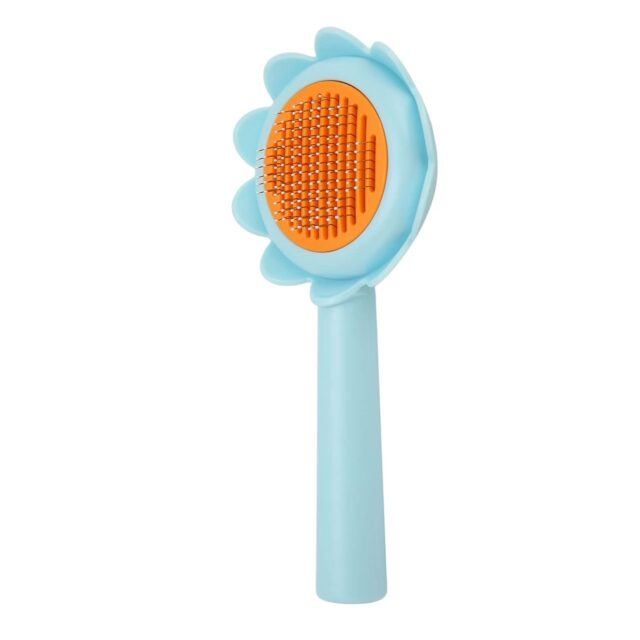 Cat Brush Dog Shedding Brush Flower Shape Stainless Steel Self Cleaning For Dog For Pet Supplies, Cat Grooming Brush, Self Cleaning Slicker Brushes For Dogs Cats Grooming Brush Tool - Image 2