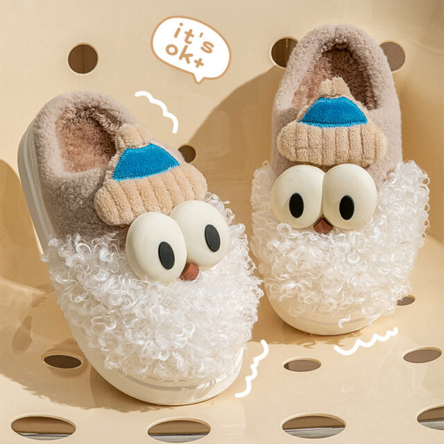 Cartoon Bearded Santa Claus Slippers Home Warm Non-slip Plush   Cotton Shoes Christmas Couple Floor Bedroom Slipper Women Men - Image 3