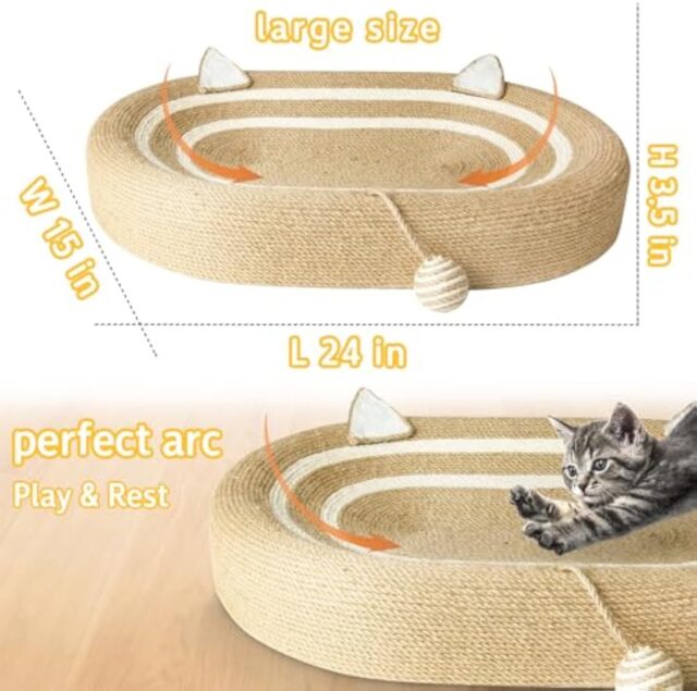 Cat Scratcher Bed 3 In 1 Sisal Cat Scratching Pads Beds Cat Scratchers For Indoor Cats With Anti-Slip - Image 2