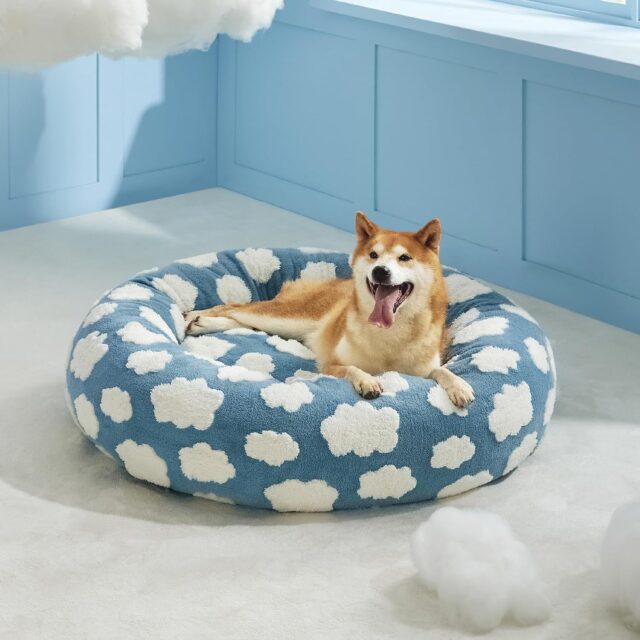 Lesure Cat Beds For Indoor Cats - Round Cat Bed Donut Small Dog Bed Calming Pet Beds, Cute Modern Beds With Jacquard Shaggy Plush & Anti Slip Bottom - Image 9