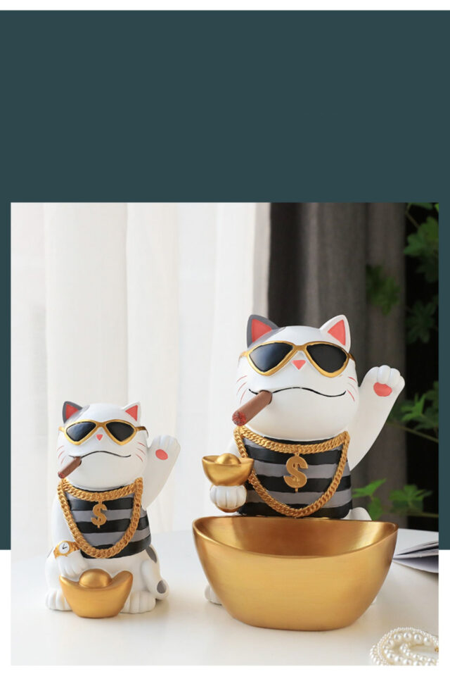 Lucky Cat Resin Animal Sculpture Decoration Storage Tank Feng Shui Modern Living Room Decoration Accessories Gifts Home Decor - Image 6