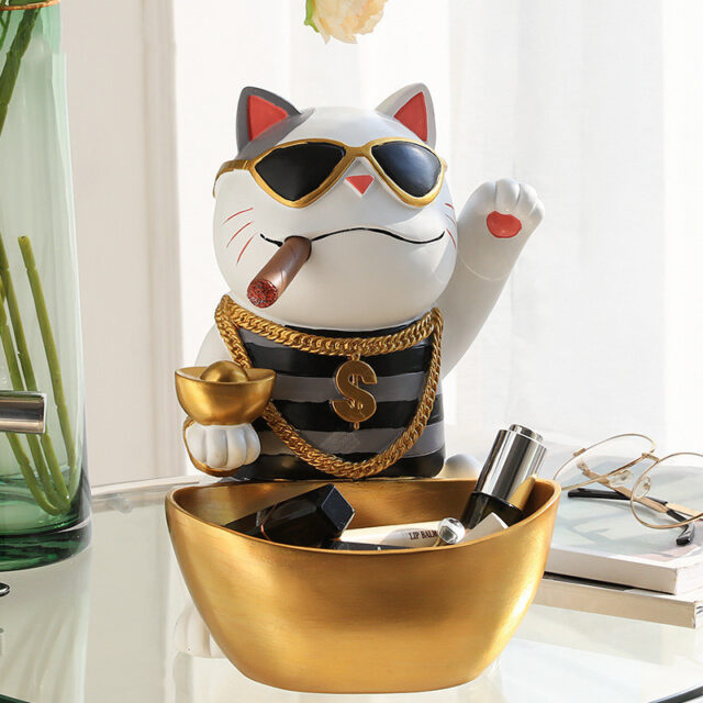 Lucky Cat Resin Animal Sculpture Decoration Storage Tank Feng Shui Modern Living Room Decoration Accessories Gifts Home Decor - Image 8