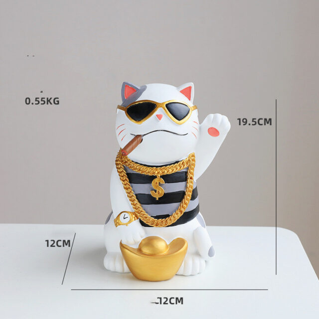 Lucky Cat Resin Animal Sculpture Decoration Storage Tank Feng Shui Modern Living Room Decoration Accessories Gifts Home Decor - Image 10