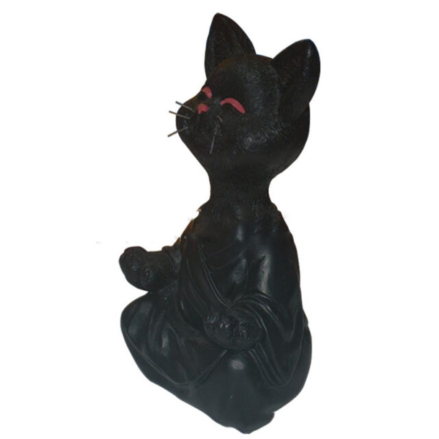 Whimsical Black Buddha Cat Figurine Meditation Yoga Collectible Happy Cat Decor Home Garden Decoration Garden Ornament - Image 5