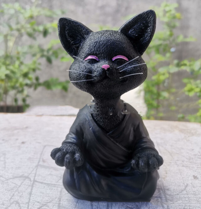 Whimsical Black Buddha Cat Figurine Meditation Yoga Collectible Happy Cat Decor Home Garden Decoration Garden Ornament - Image 6