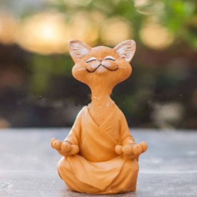 Whimsical Black Buddha Cat Figurine Meditation Yoga Collectible Happy Cat Decor Home Garden Decoration Garden Ornament - Image 7