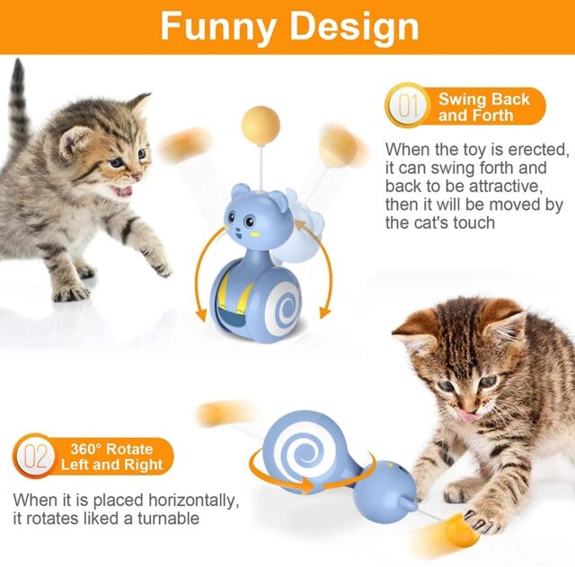 Cat Interactive Feather Toys Pet Bumbler Funny Toy Interactive Cats Toys Cat Rolling Teaser Feather Wand Toys Rotating Ball - Image 7