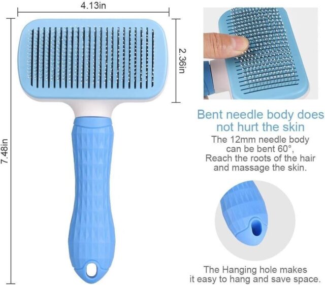 Handle Shedding Pet Dog Cat Hair Brush Grooming Trimmer Comb Self Cleaning Tool - Image 6