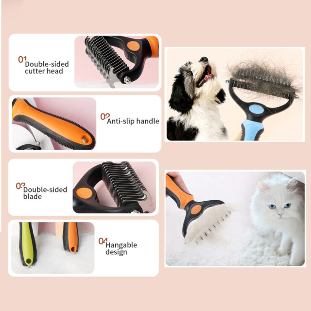 Pet Grooming Brush - Double Sided Shedding, Dematting Undercoat Rake For Dogs, Cats - Extra Wide Dog Grooming Brush, Dog Brush For Shedding, Cat Brush - Image 8