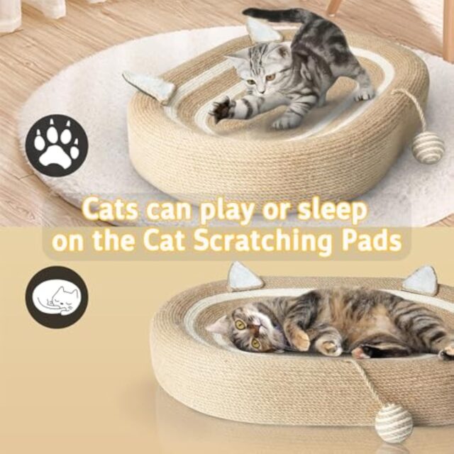 Cat Scratcher Bed 3 In 1 Sisal Cat Scratching Pads Beds Cat Scratchers For Indoor Cats With Anti-Slip - Image 5