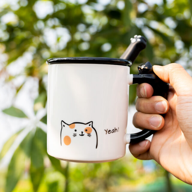 Cat Ceramic Mug With Lid Home Office Coffee Tea - Image 6