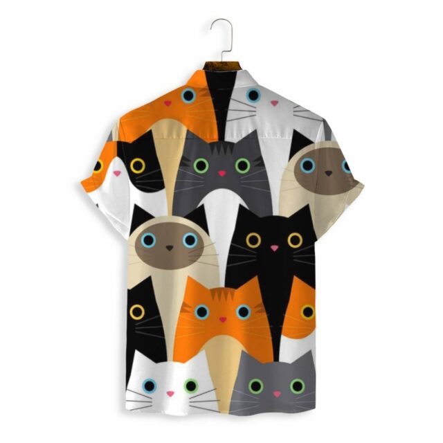 Men's Cute Cat Digital Print Casual Loose Shirt - Image 3