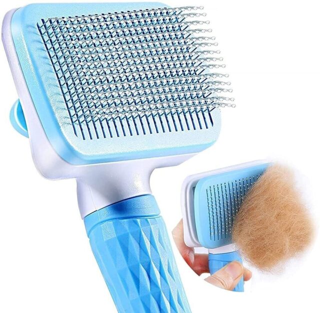 Handle Shedding Pet Dog Cat Hair Brush Grooming Trimmer Comb Self Cleaning Tool - Image 8