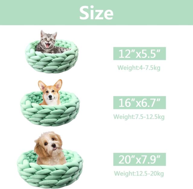 Cat Basket Bed Cotton Knitted Round Pet Beds For Cats Cute Boho Cat Pet Bed Warm Woven Cat Nest For Puppy Kitten Cats Dogs - Image 3