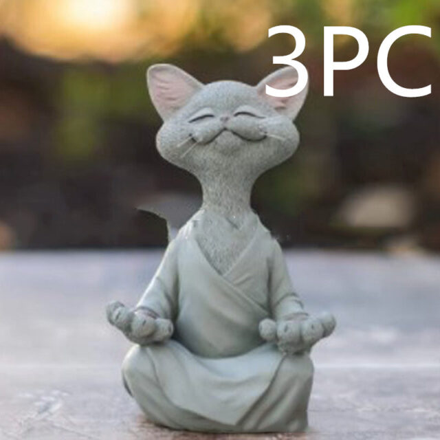 Whimsical Black Buddha Cat Figurine Meditation Yoga Collectible Happy Cat Decor Home Garden Decoration Garden Ornament - Image 8