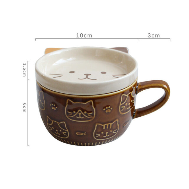 Japanese Ceramic Cartoon Cat Mugs Cute Breakfast Cup Creative - Image 2