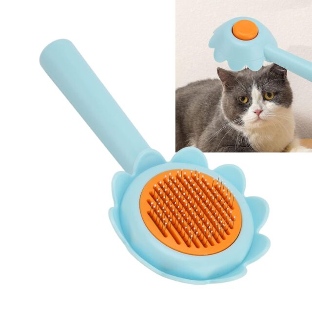 Cat Brush Dog Shedding Brush Flower Shape Stainless Steel Self Cleaning For Dog For Pet Supplies, Cat Grooming Brush, Self Cleaning Slicker Brushes For Dogs Cats Grooming Brush Tool - Image 8