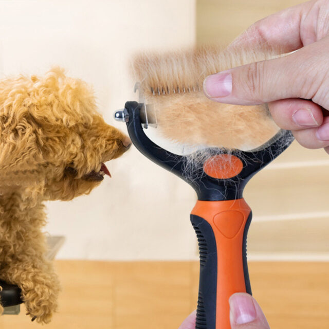 Pet Grooming Brush - Double Sided Shedding, Dematting Undercoat Rake For Dogs, Cats - Extra Wide Dog Grooming Brush, Dog Brush For Shedding, Cat Brush - Image 3