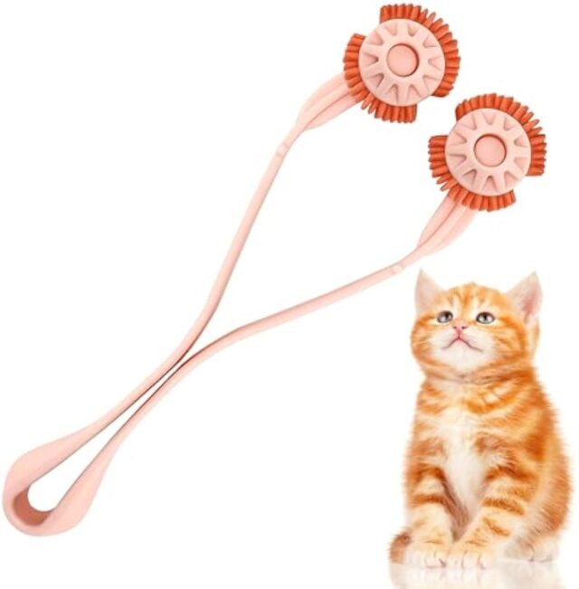 Pet Grooming Tool, Pink Cat Massager Roller With Scroll Wheel For Head And Face Massage