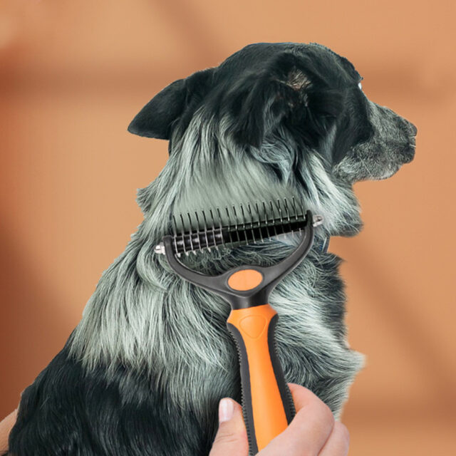 Pet Grooming Brush - Double Sided Shedding, Dematting Undercoat Rake For Dogs, Cats - Extra Wide Dog Grooming Brush, Dog Brush For Shedding, Cat Brush - Image 4