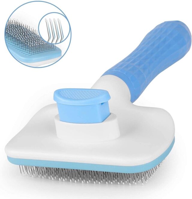 Handle Shedding Pet Dog Cat Hair Brush Grooming Trimmer Comb Self Cleaning Tool - Image 2